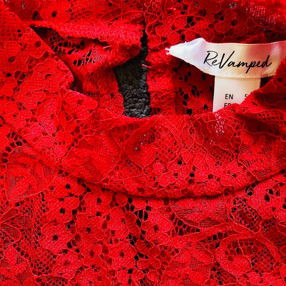 Red Laced Mesh Top - Picture 4 of 6